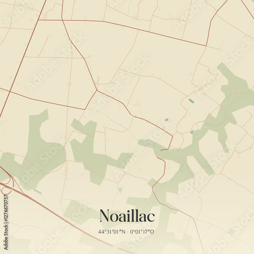 Vintage map of Noaillac, France.