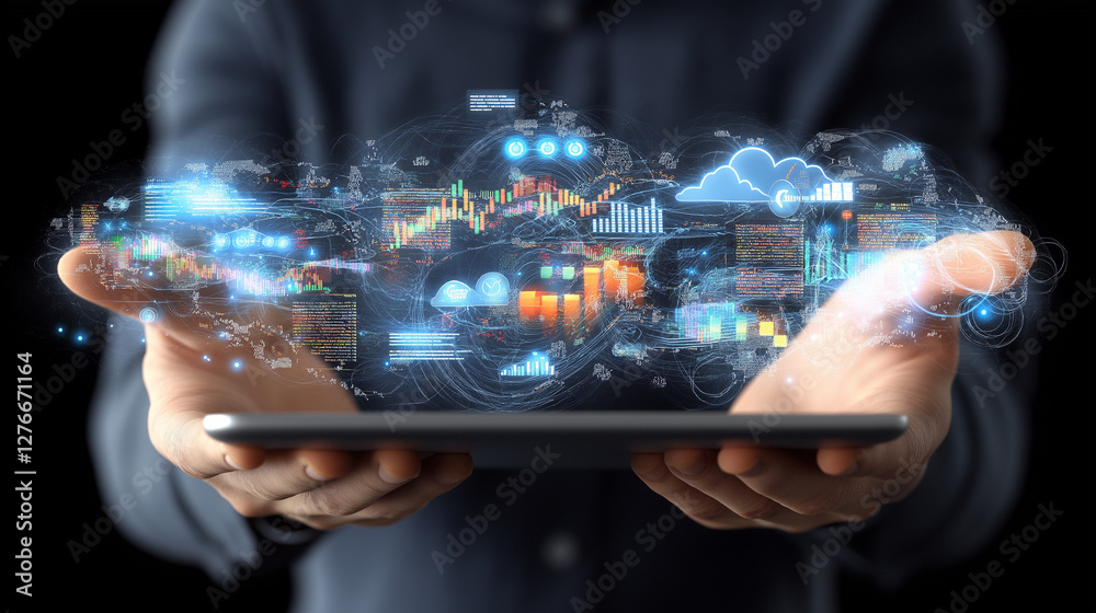 Fototapeta premium Data Analytics in the Palm of Your Hand 