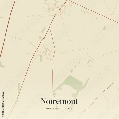 Vintage map of Noirémont, France.
