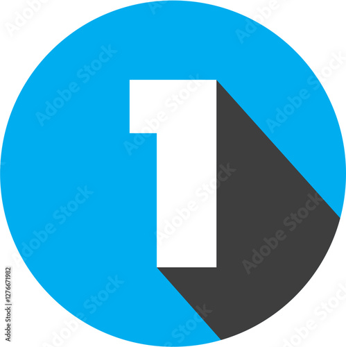 design of the number 1 with a cyan circle