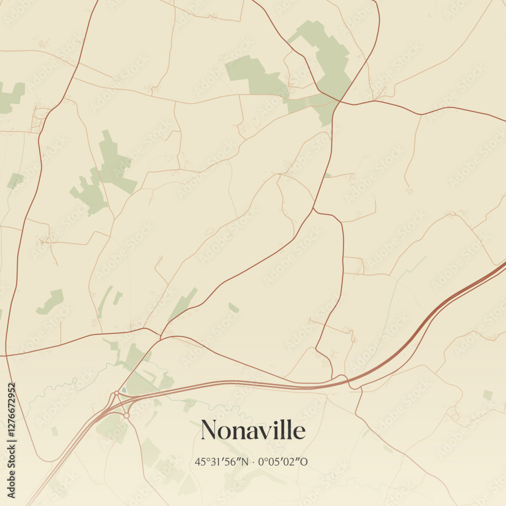 Obraz premium Vintage map of Nonaville, France.