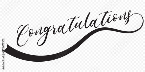 Congratulations calligraphy phrase. Hand drawn ink illustration isolated on Transparent background. EPS 10.
