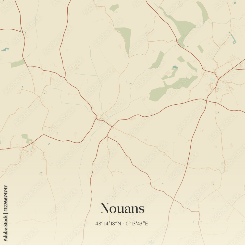 Fototapeta premium Vintage map of Nouans, France.
