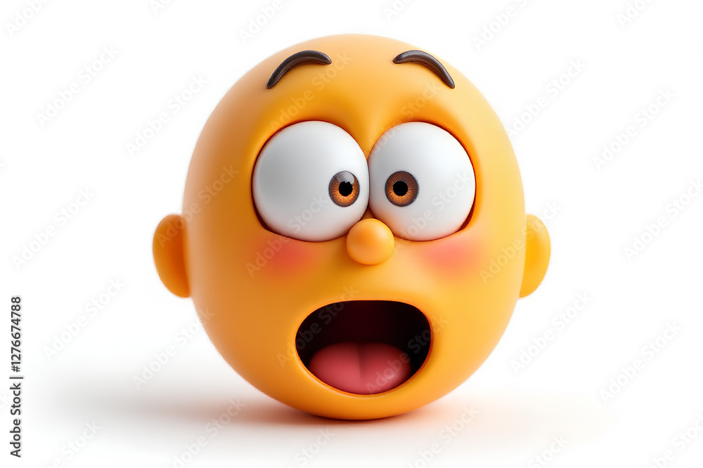 Surprised Emoji Character with Wide Eyes and Open Mouth for April Fools' Day Celebration Announcement with Orange Skin and Expressive Features Cartoon Face Isolated on White Background Surprised Emoji Character with Wide Eyes and Open Mouth for April Fools' Day Celebration Announcement with Orange Skin and Expressive Features Cartoon Face Isolated on White Background