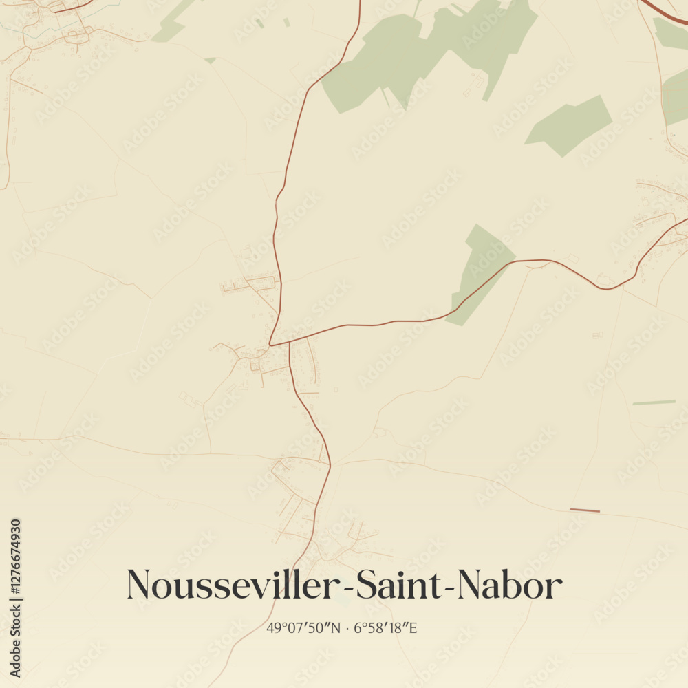 Fototapeta premium Vintage map of Nousseviller-Saint-Nabor, France.
