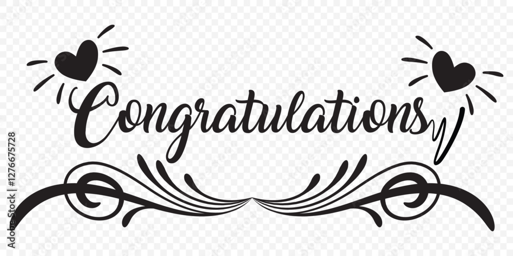 Congratulations !. congratulations Black celebration on Transparent background with confetti. EPS 10.