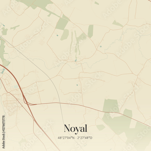Vintage map of Noyal, France.