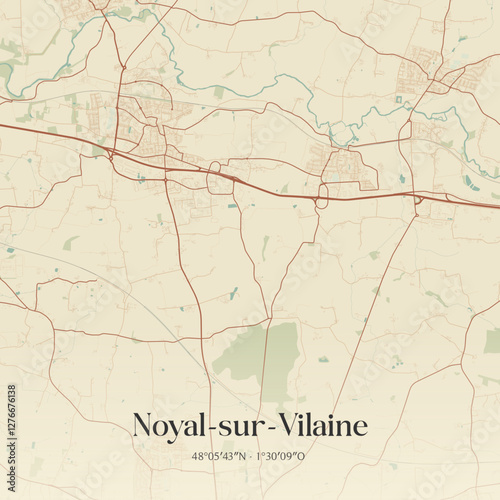 Vintage map of Noyal-sur-Vilaine, France.