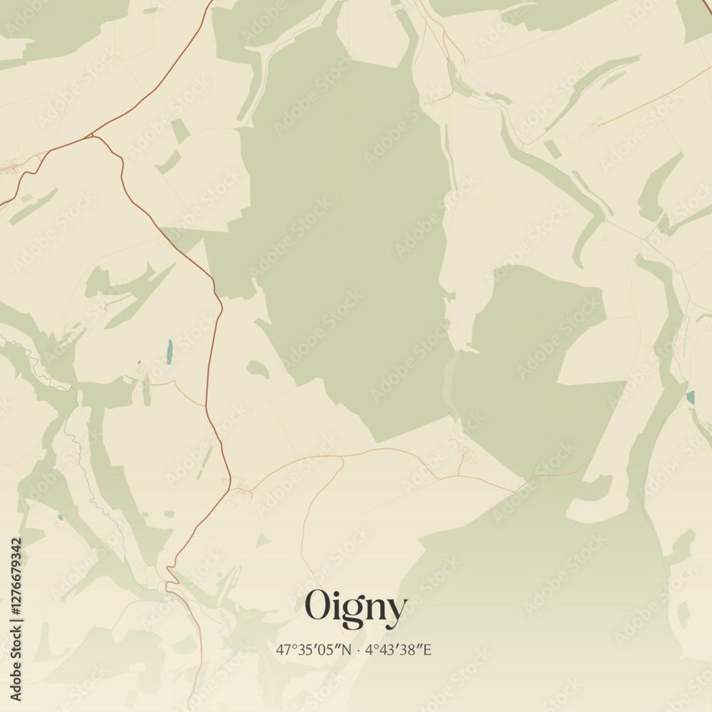 Obraz premium Vintage map of Oigny, France.