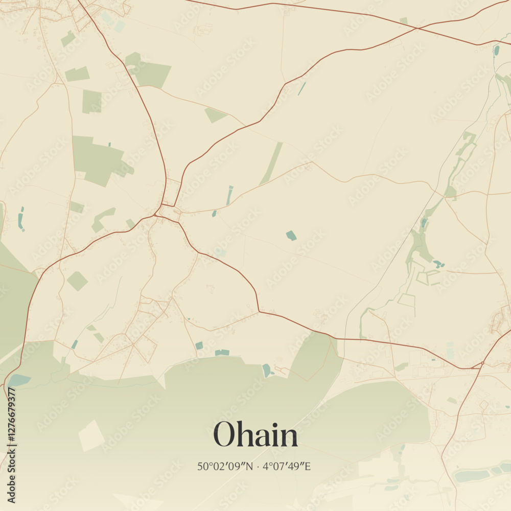 Fototapeta premium Vintage map of Ohain, France.