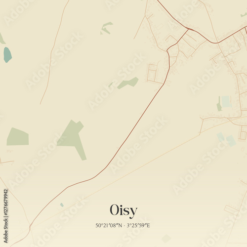 Vintage map of Oisy, France.