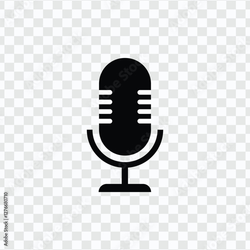 Microphone Icon | Podcast and Karaoke Mic Symbol on Transparent Background