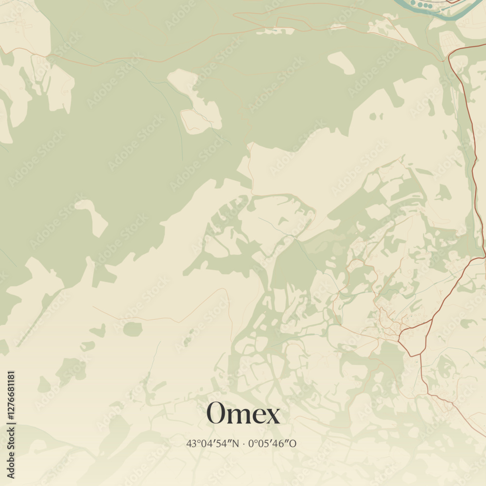 Obraz premium Vintage map of Omex, France.
