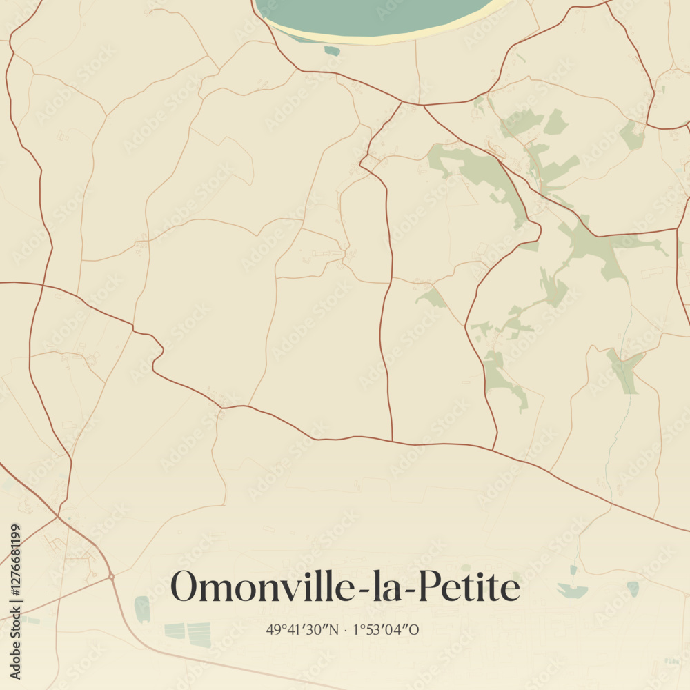 Obraz premium Vintage map of Omonville-la-Petite, France.