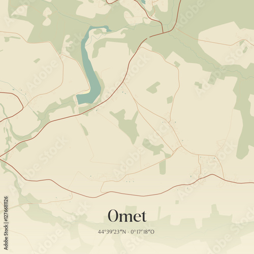 Vintage map of Omet, France.