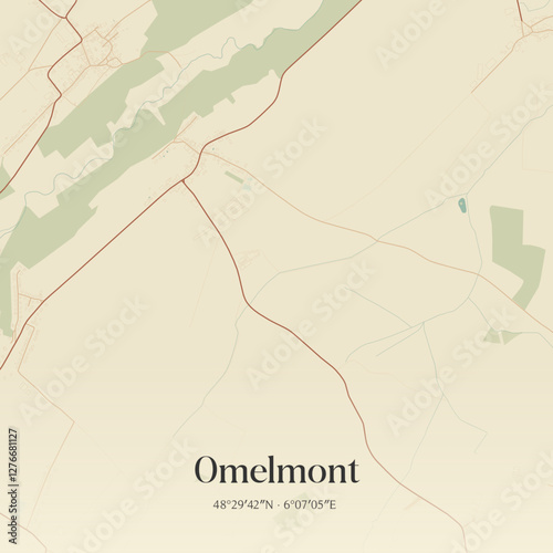 Vintage map of Omelmont, France.