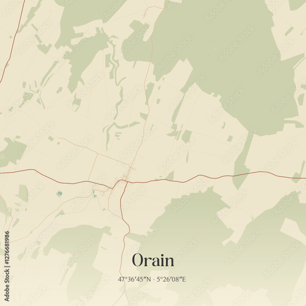 Fototapeta premium Vintage map of Orain, France.