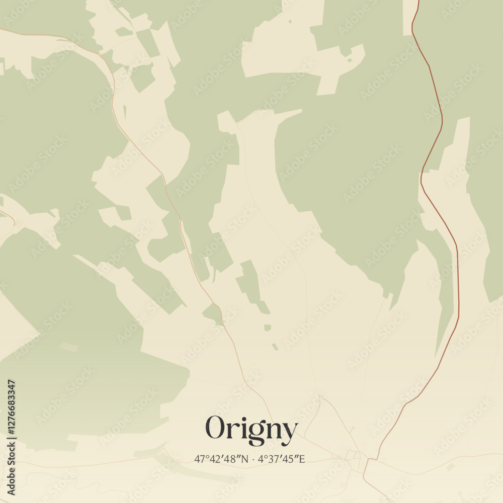 Obraz premium Vintage map of Origny, France.