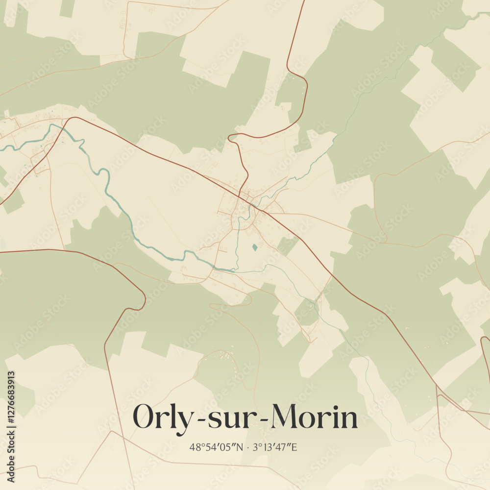 Obraz premium Vintage map of Orly-sur-Morin, France.