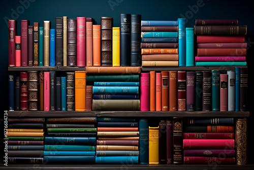 Wallpaper Mural Stacks of colorful books on shelf Torontodigital.ca