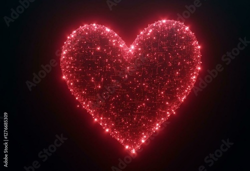 red heart in the night