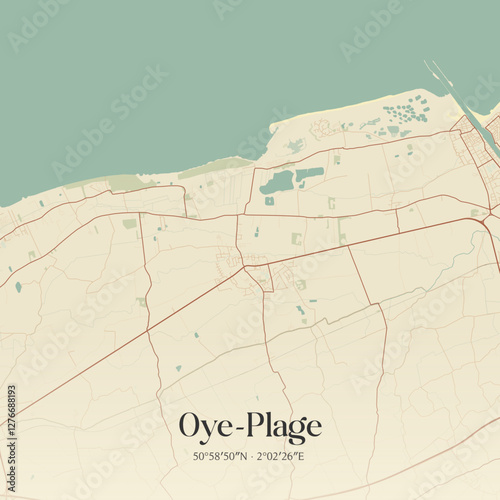 Vintage map of Oye-Plage, France.
