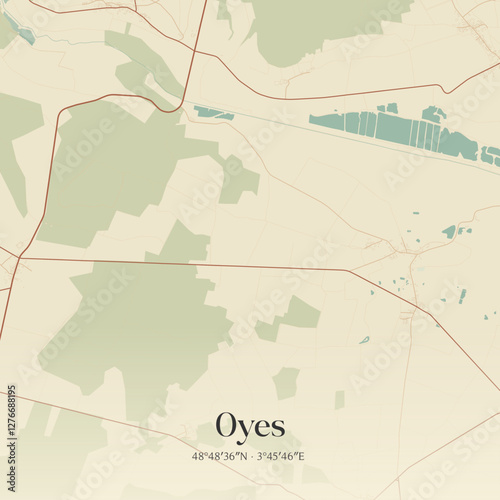 Vintage map of Oyes, France.