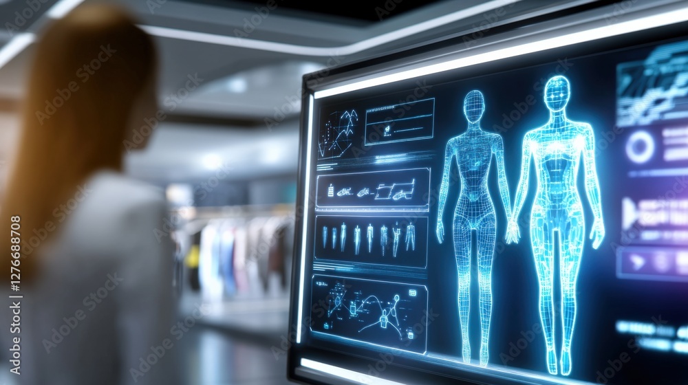 Fototapeta premium Analyzing human anatomy data medical facility digital display modern environment close-up view science and technology insights