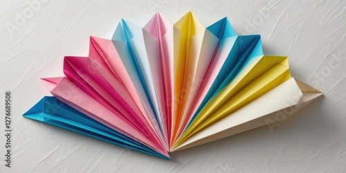 Bright colorful folded origami paper abstract background