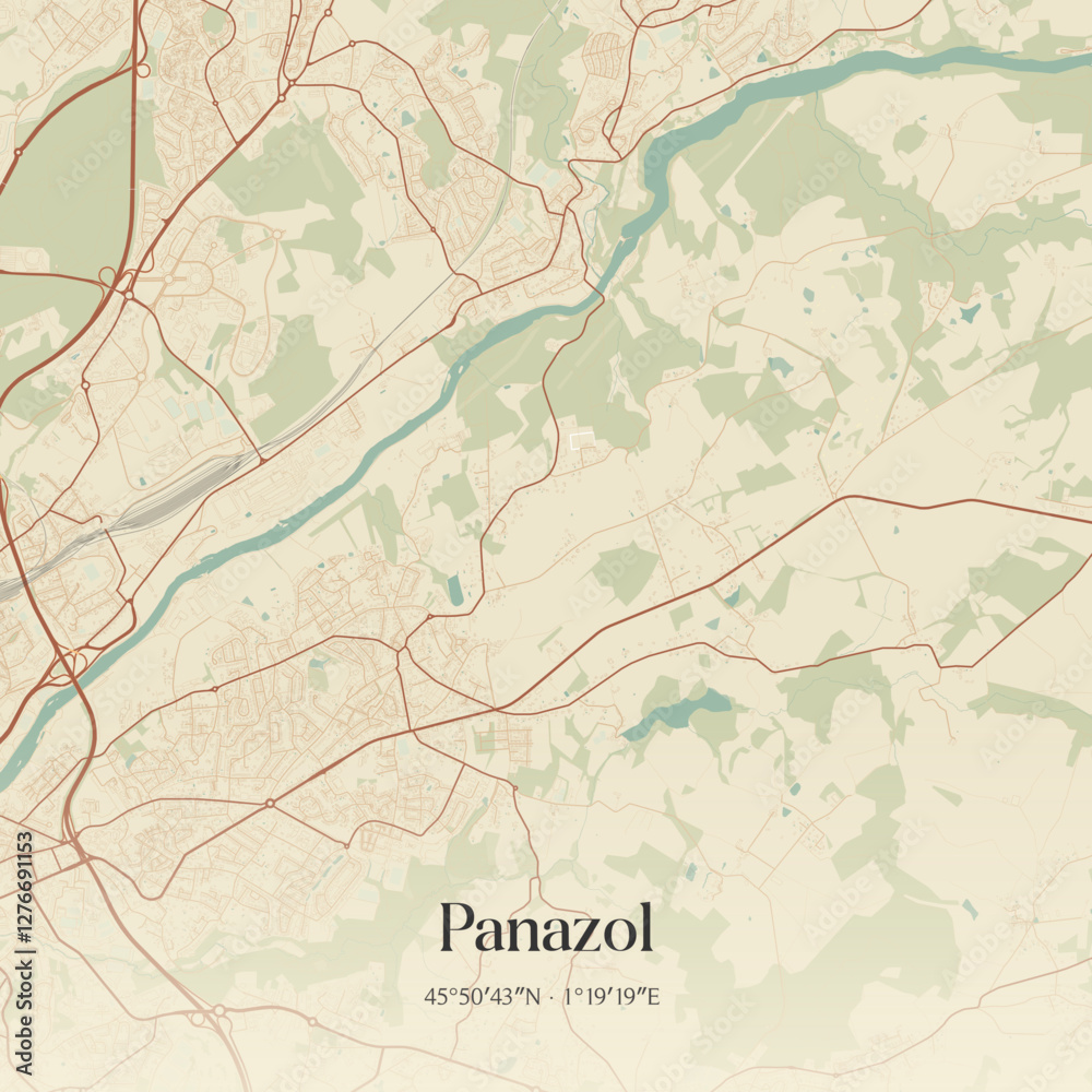 Obraz premium Vintage map of Panazol, France.