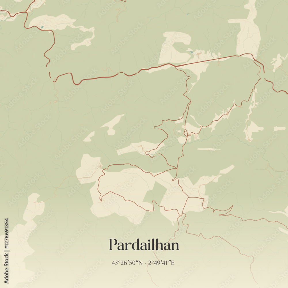 Fototapeta premium Vintage map of Pardailhan, France.