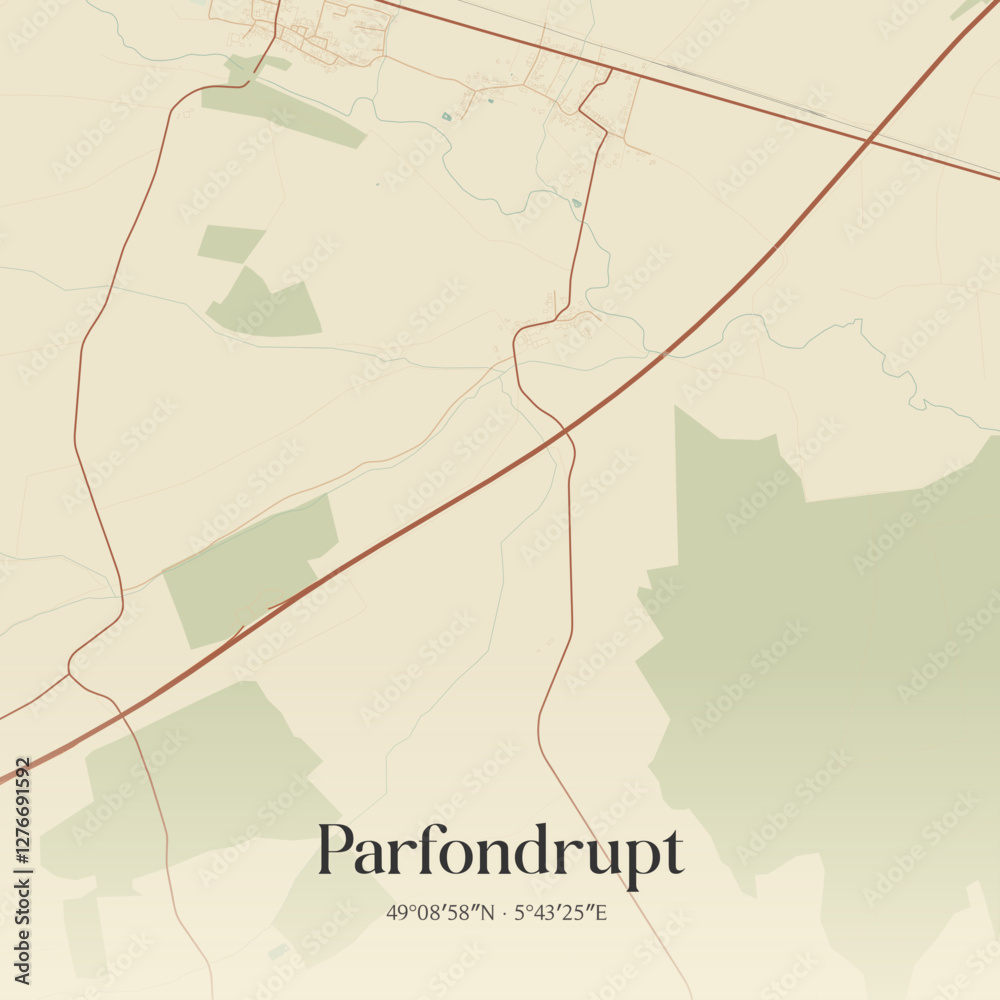 Obraz premium Vintage map of Parfondrupt, France.