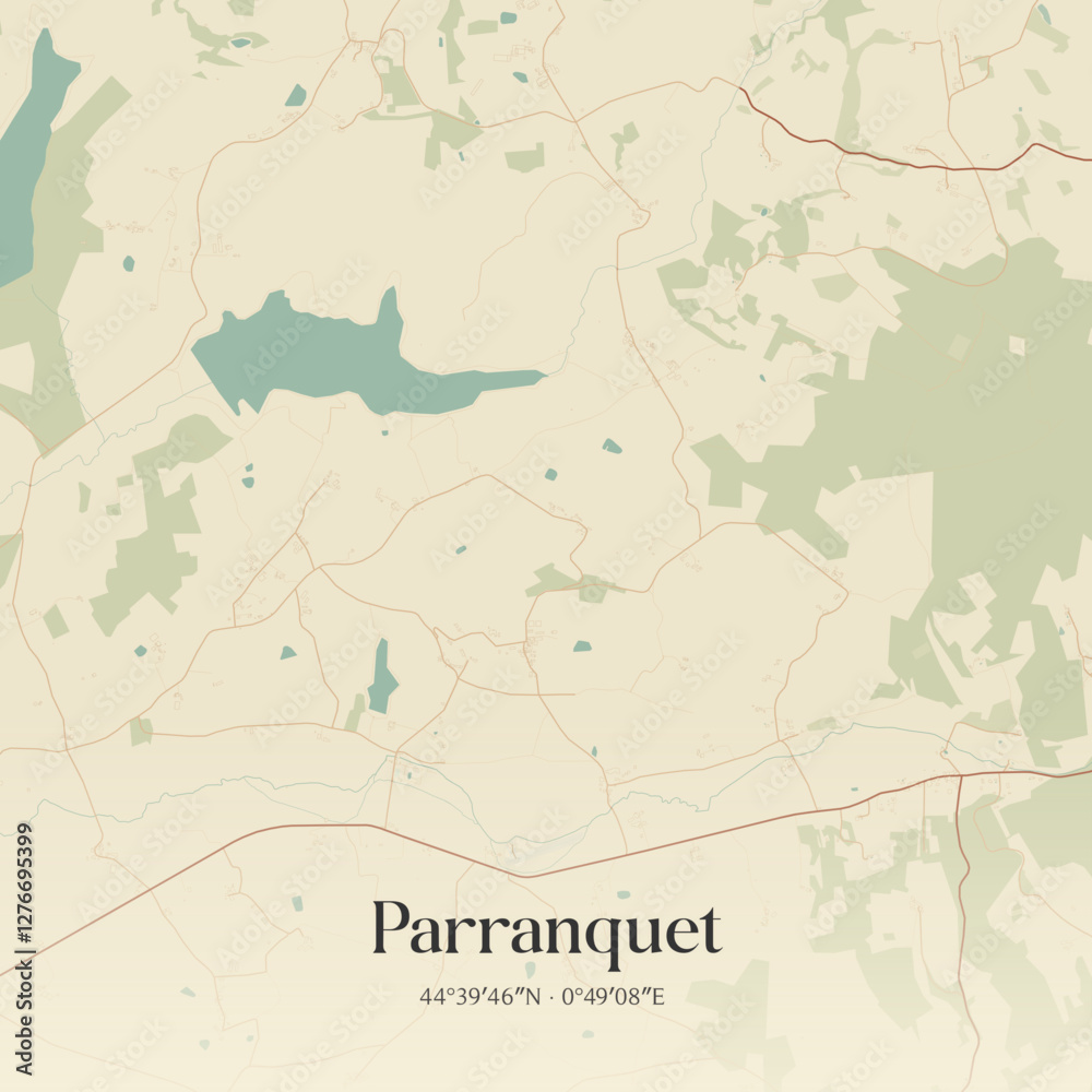 Fototapeta premium Vintage map of Parranquet, France.