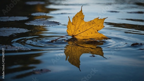 autumn leaves on water