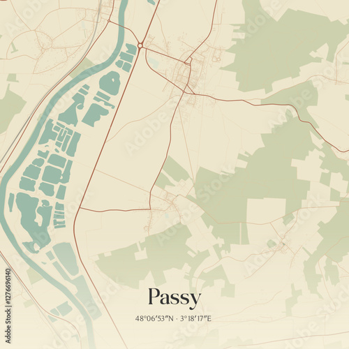 Vintage map of Passy, France.