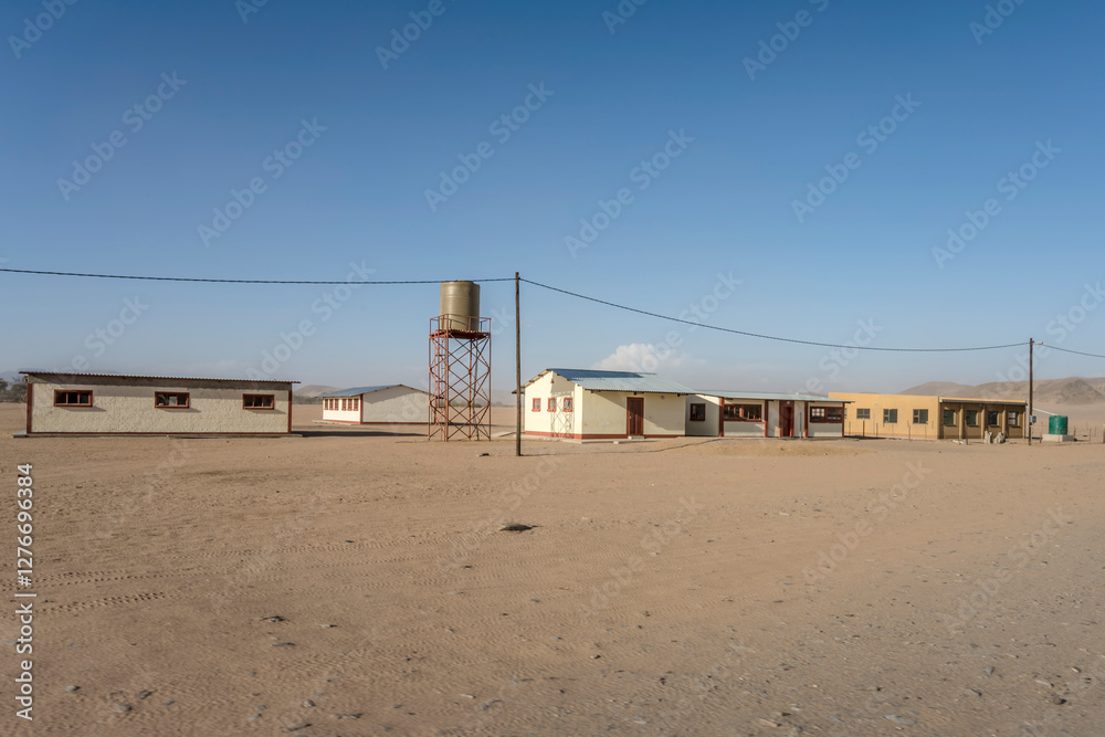 simple houses in desert village, De Riet, Namibia
