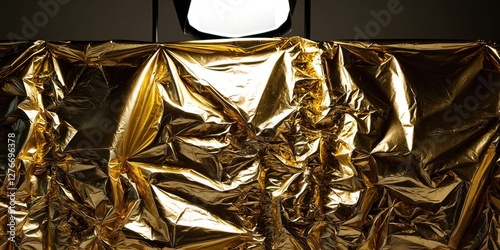 Abstract shiny crumpled gold foil metallic texture