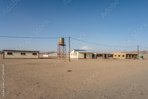 Obraz na płótnie simple houses in desert village, De Riet, Namibia w salonie