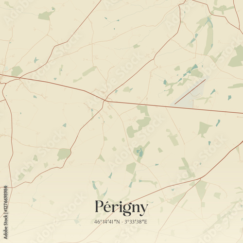 Vintage map of Périgny, France.