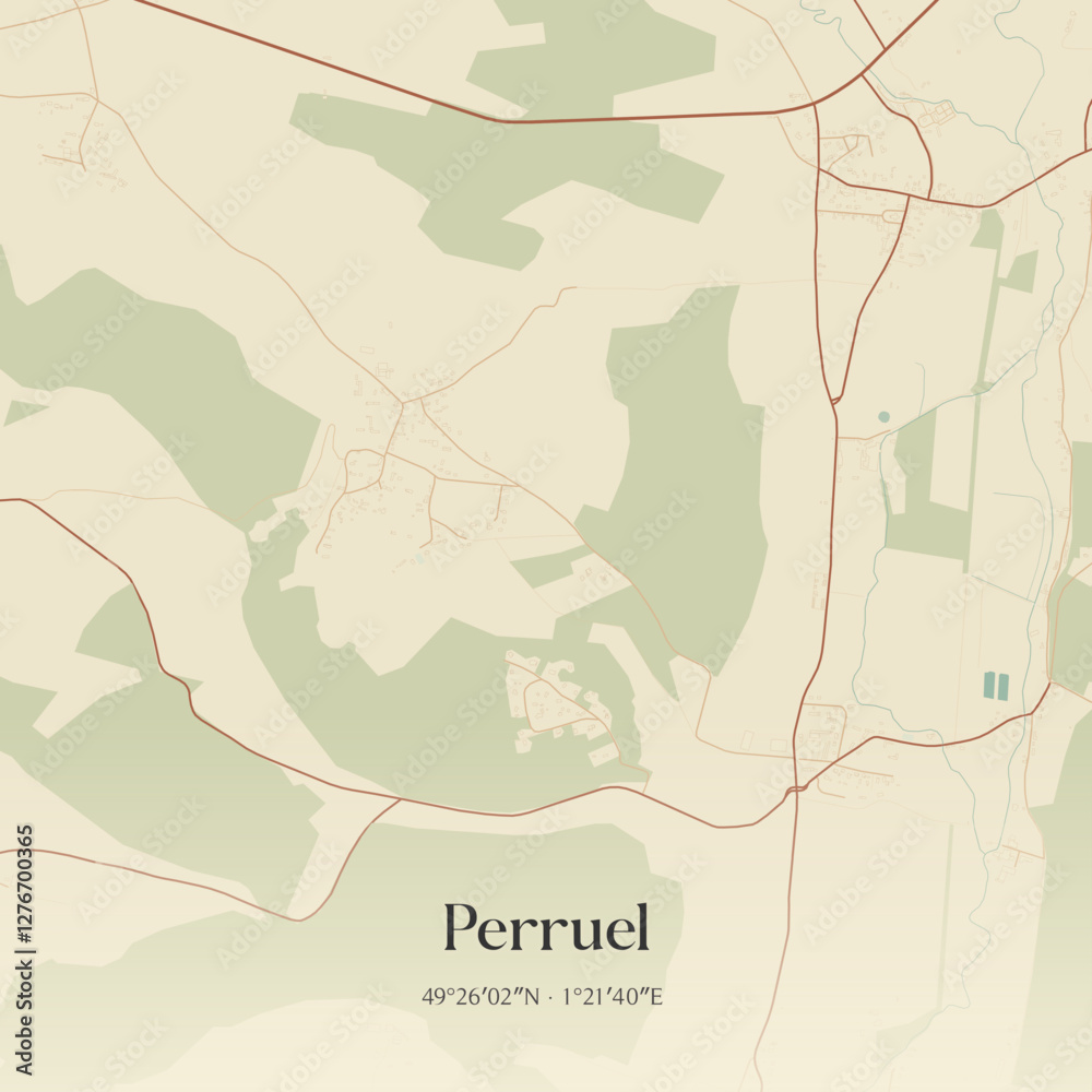 Obraz premium Vintage map of Perruel, France.