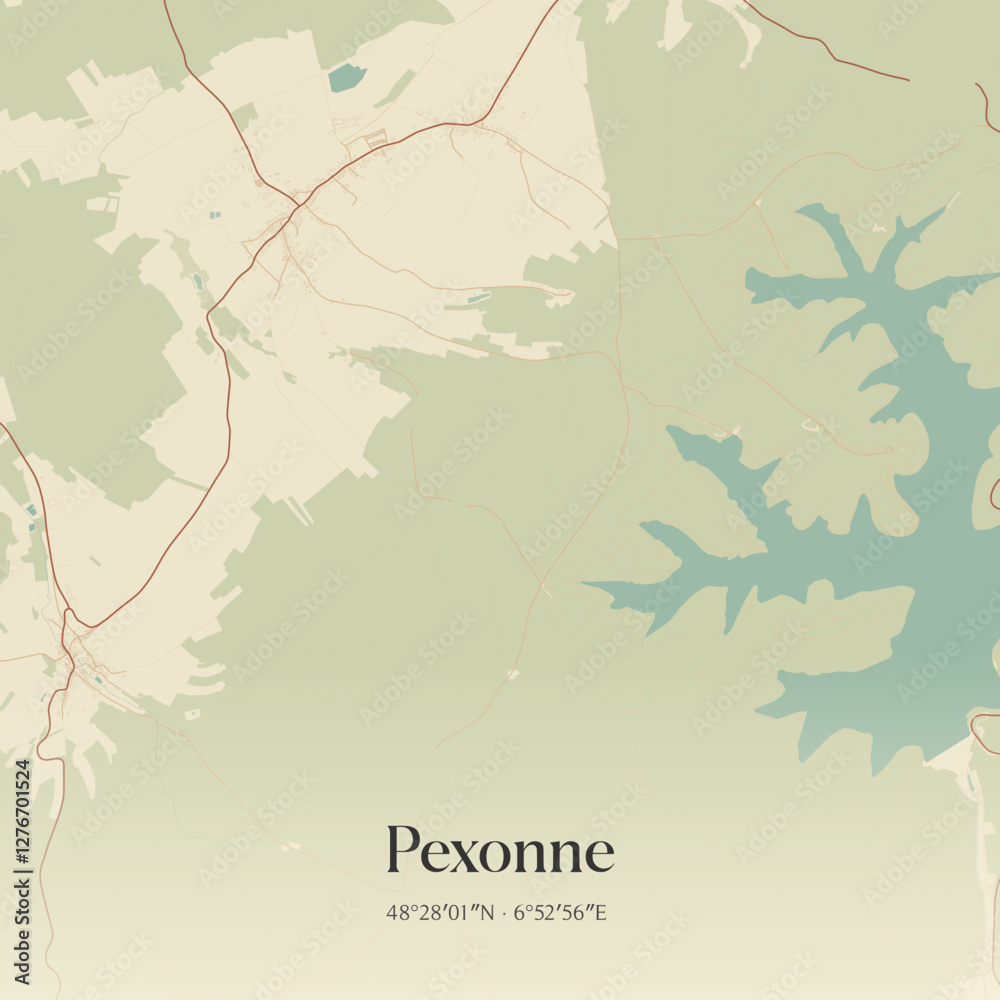 Fototapeta premium Vintage map of Pexonne, France.