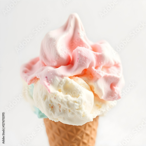 a marshmallow ice cream in the spotlight, on a white background(1).