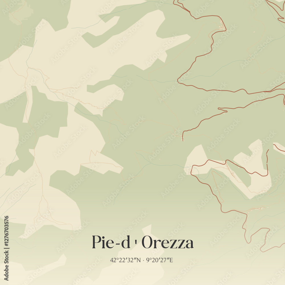 Fototapeta premium Vintage map of Pie-d'Orezza, France.