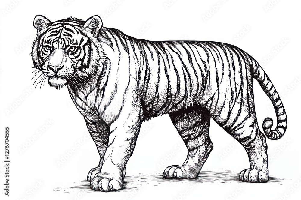 Obraz premium Tiger art wildlife drawing.