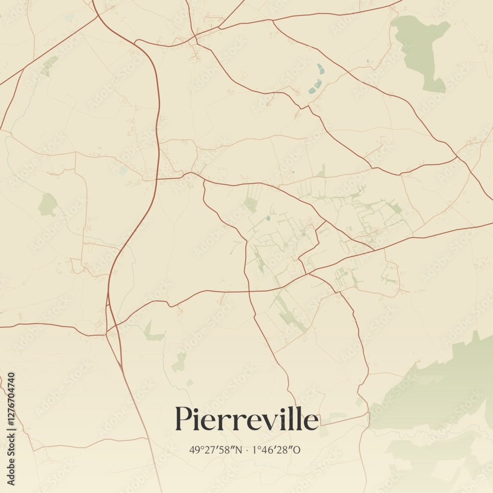 Fototapeta premium Vintage map of Pierreville, France.
