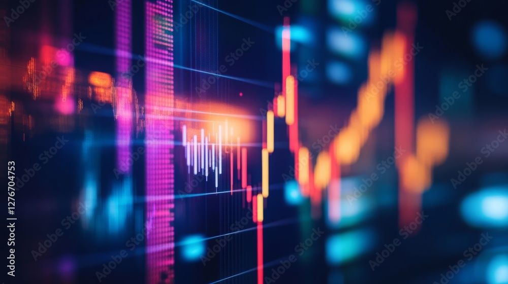 A stock market candlestick graph illustrating an investment trend. 