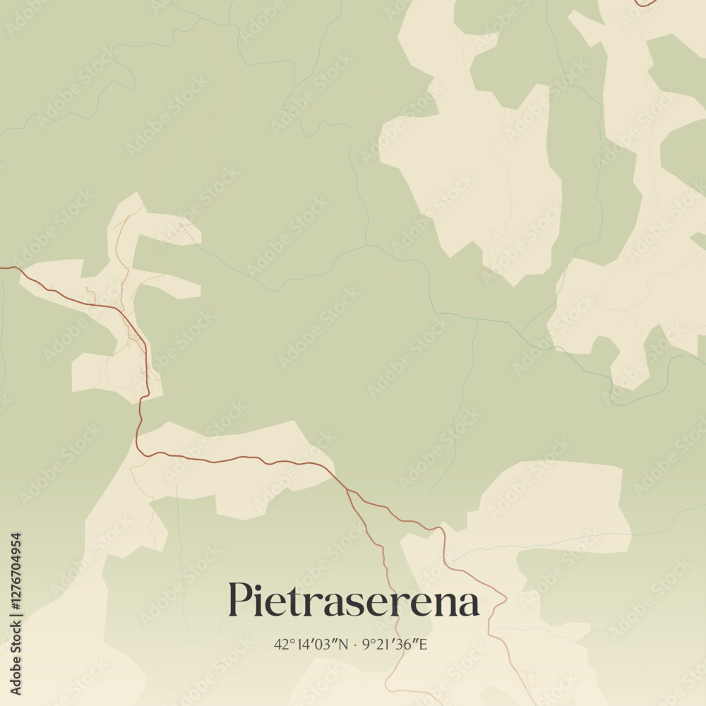 Fototapeta premium Vintage map of Pietraserena, France.