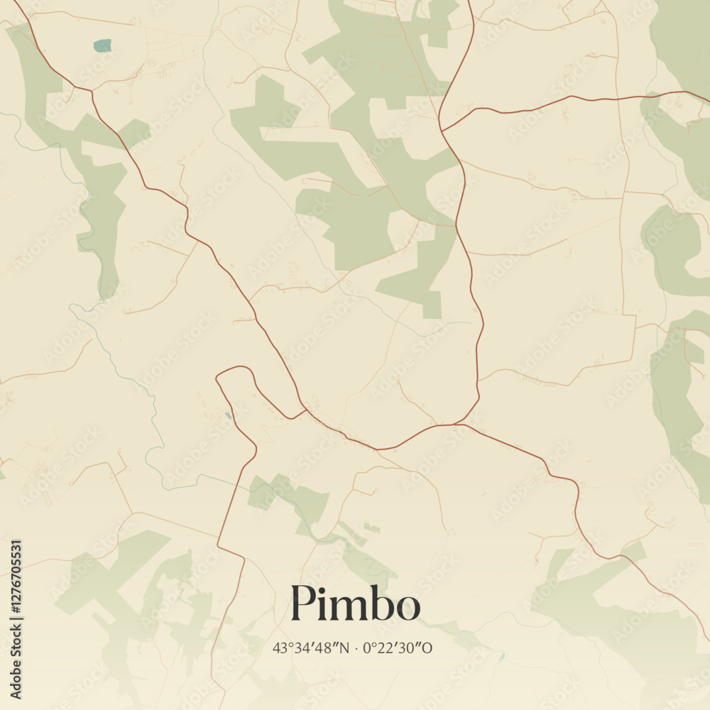 Obraz premium Vintage map of Pimbo, France.