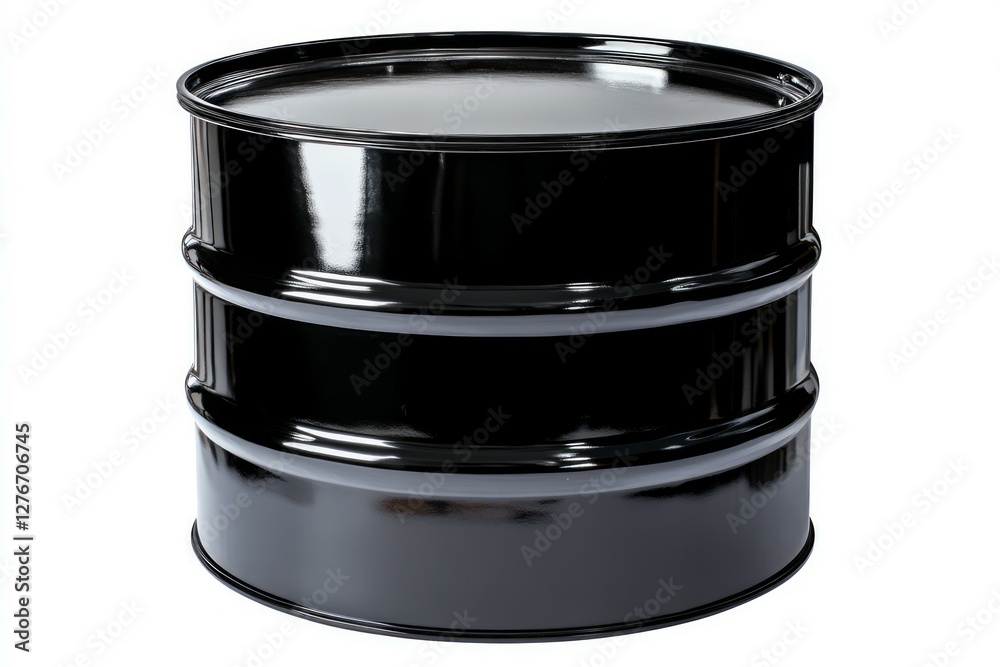 Shiny black barrel on white background. Neural network AI generated Shiny black barrel on white background. Neural network AI generated