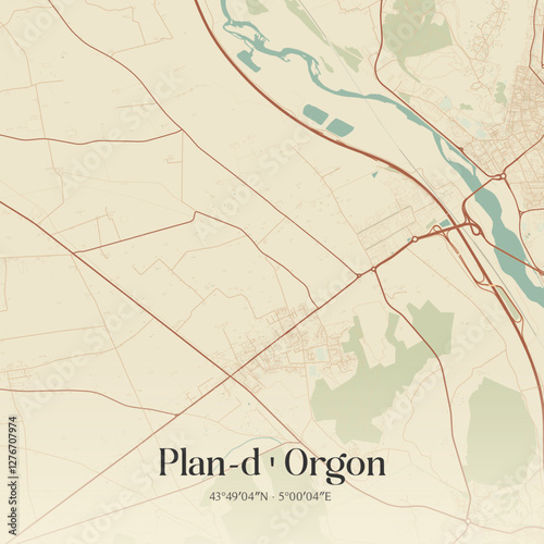 Vintage map of Plan-d'Orgon, France.